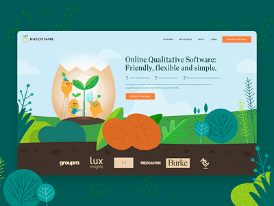 Hatchtank - Hero Area 👋 clean design illustration landing page modern saas software ui user testing ux webdesign website