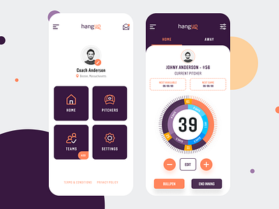 HangUp App app app design baseball baseball app design pitchers app sports sports app ui ux
