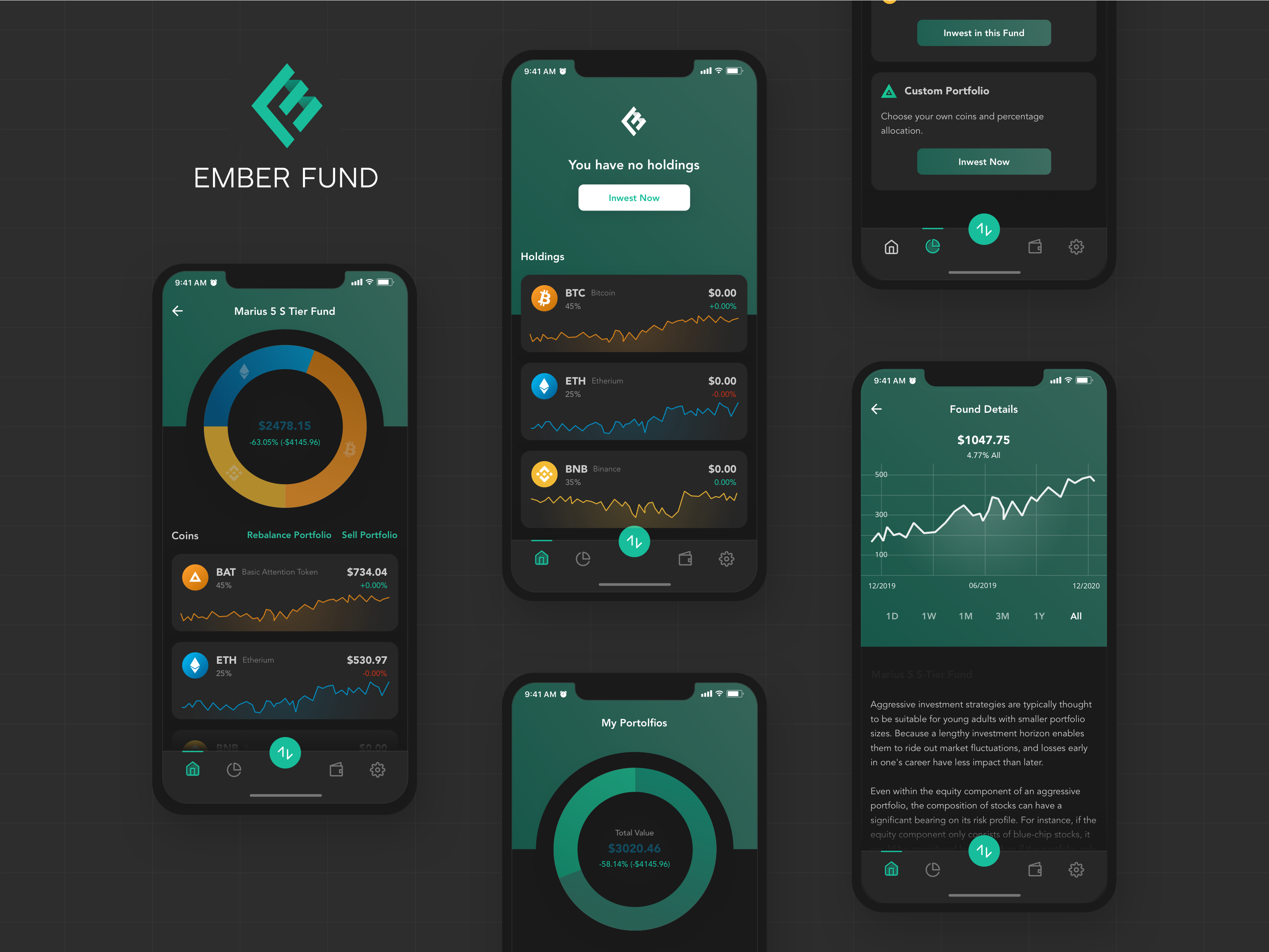 Ember Fund App Concept - dark mode by Marcin Michalski on Dribbble