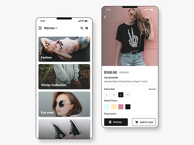 Shopping app UI design business card design card ui categories category category page collection design eyewear fashion fashion app fashion brand fashion design myntra shopper shopping shopping app shopping bag shopping cart wear