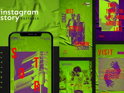 INSTAGRAM STORIES TEMPLATE advertising boys branding design girl green hypebeast illustration instagram instagram stories instagram template layout social media social media design social media pack social media templates socialmedia template ui