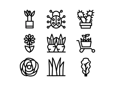 Spring Black Outline Icon Set app design icon icon design icon designs icon set icons icons pack iconset season seasonal seasons spring ui