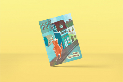 Postcard for German e-shop flat illustration vector