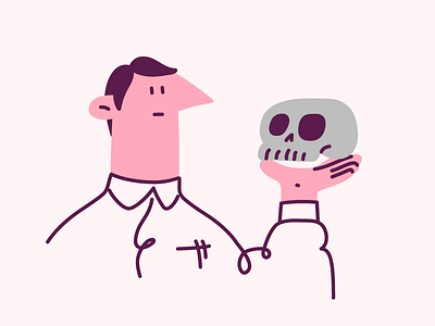 Dave and the Skull character character design characterdesign clean dead death deep drawing editorial hand hand drawn illustration illustrator life office shirt skull skulls thinking vector