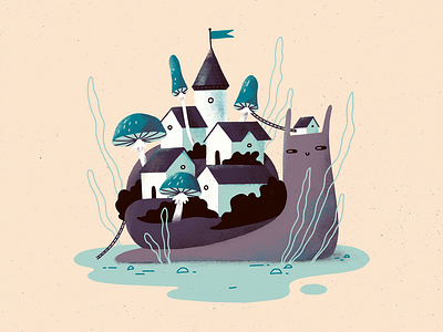 Snail Town character character design children book illustration digital art digital illustration houses illustration mushrooms procreate procreate art snail town village