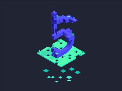 ISO-5 3d 5 cinq design five illustration iso isometric isometrique isométrique labyrinth labyrinthe maze minimal monument monument valley monumentvalley vector