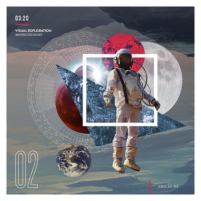 Day 02 - Can you hear me Major Tom? collage daily design illustration sketch texture type typography