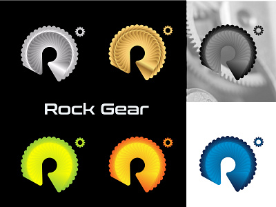 Gear Logo blackandwhite blues bobot clean clean ui factory gear gear logo goled color gradient graphics graphicsdesign green illustraion industrial nagative nagative space logo r logo rock silver color