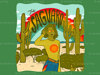 The Saguaro Girl cactus desert design drawing fashion girl girl illustration illustration landscape lettering nature plants procreate retro saguaro succulent typography vintage