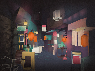 Tokyo backstreets at night artist city design dribbble illustration illustration art linijos night life