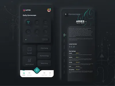 Astrology App astrology concept design horoscope mobile ui neumorphic softui ui design uxprocess