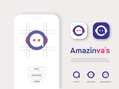 VIRTUAL BOT ASSISTANT animation app branding flat icon illustration logo minimal ui ux