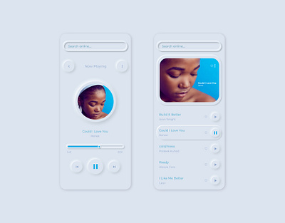 Neumorphism Music Player Concept 2020trend blue illustration music musicplayer neumorphism ui uiconcept uidesigner uitrend ux