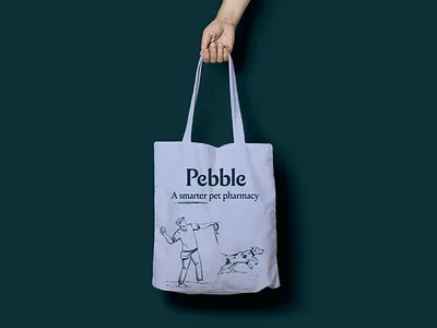 Pebble Tote Bag brand brand identity branding dog fetch illustration label design logo packaging pebble pet supplements typography