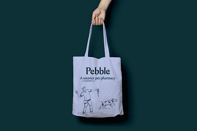 Pebble Tote Bag brand brand identity branding dog fetch illustration label design logo packaging pebble pet supplements typography