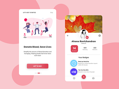 Blood Donators - Community App app app design blood donation design minimal profile profile page red ui