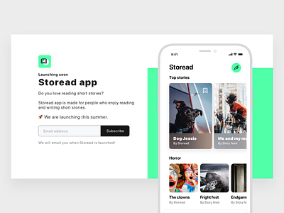 Storead app...Coming Soon app app design books dashboard illustration iphone x launching library read stories