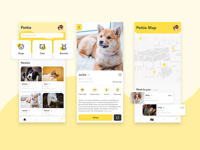 Pettie App adoption design mobile app mobile ui ui ux