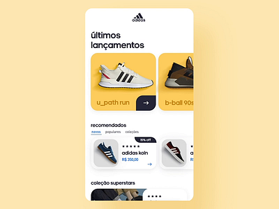 Adidas App Interaction adidas animated animation carrousel design interface ecommerce ecommerce app ecommerce shop interaction design shoes shoes app slider
