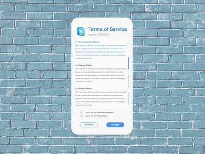 DailyUI089 - Terms of Service daily 100 challenge dailyui mobile mobile app privacy policy terms and conditions terms of service