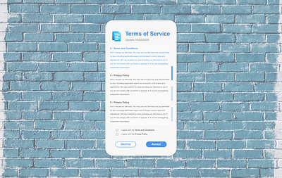 DailyUI089 - Terms of Service daily 100 challenge dailyui mobile mobile app privacy policy terms and conditions terms of service