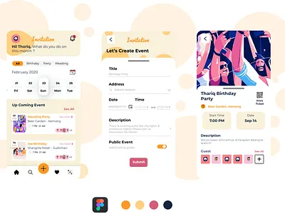 Invitation App app design event illustration ui