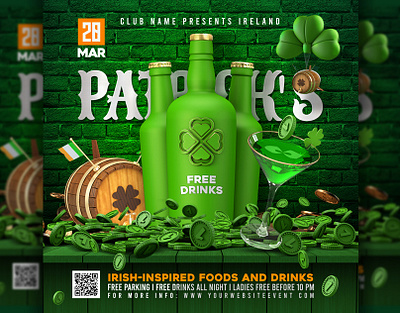 Saint Patrick's Day Template bash celebration drinks festival flyer invitation irish irish pub party pot of gold st patricks day template