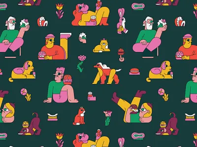 Food pattern burger food foodie illustration packaging pattern