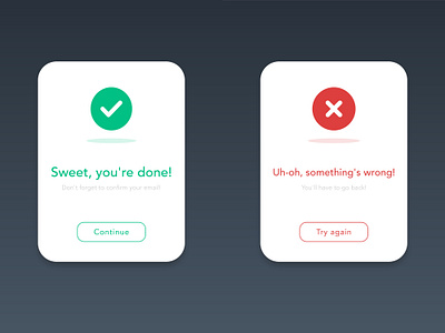 Sign Up Flash Message 011 adobe xd app challenge daily ui dailyui design error flash message green minimalist mobile pop up red simple simplistic success uibucket user inteface web