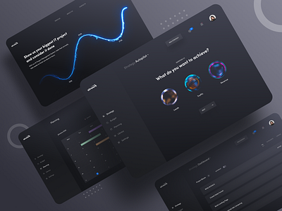 Airwork analytics app business cards chart dark interface dashboard element exploration interface landing page night mode product design shadow statistics typogaphy ui ux web application website