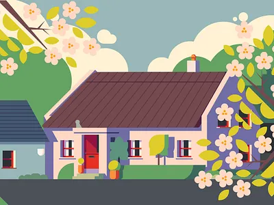 Irish Cottage - WIP adobe illustrator architecture building building illustration cottage illustration ireland irish thatched roof vector