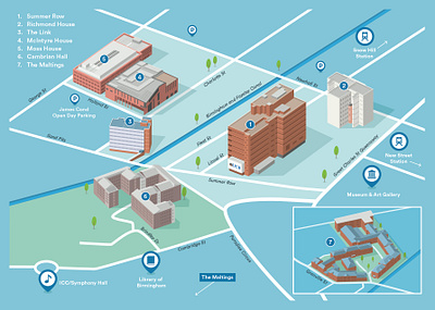 3D University campus map 3d map campus campus map city college illustration isometric map university vector