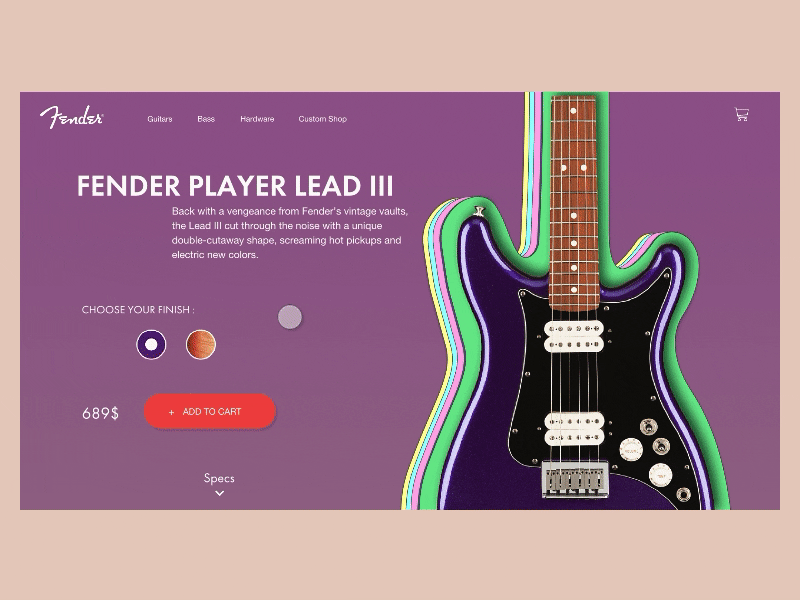 FENDER PLAYER LEAD III - Concept Page design fender figma flinto guitar product prototype shop ui ui ux ux web web design webdesign