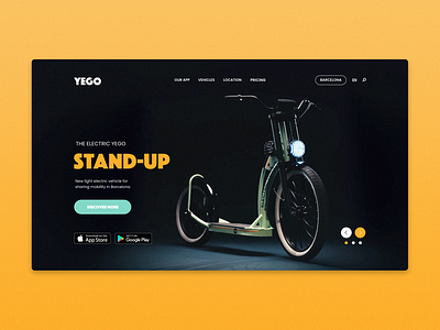 YEGO Urban Mobility - DailyUI#003 barcelona branding dailyuichallenge landingpage scooter uidesign uiux ux yego