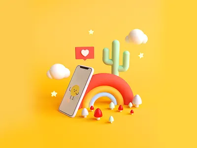 Liddo Rainbow World cactus iphonex like mushrooms rainbow