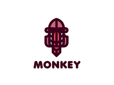 Monkey Logo 194 animal animals brand branding head illustration jungle label lastspark line logo logotype mandrill mark monkey nature outline