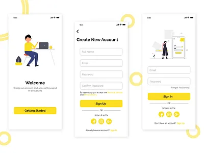 Sign up and Sign in UI app login login design login form login page login screen registration registration form registration page sign in signup