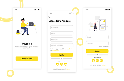 Sign up and Sign in UI app login login design login form login page login screen registration registration form registration page sign in signup