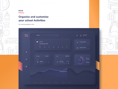 Headmaster black dashboad dashboard design dashboard ui design education neumorphic product design skeuomorph ui ui ux ux webdesign