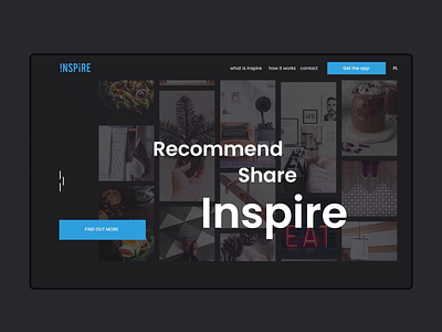 Inspire Homepage animation carousel dark inspire minimal web design