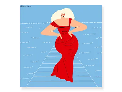 Lady in Red curvy curvygirl illustration ladyinred procreate reddress