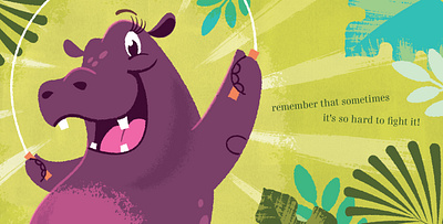 Hip Hooray Hippo!, Jumping rope childrens book hippo hippopotamus illustration illustrator