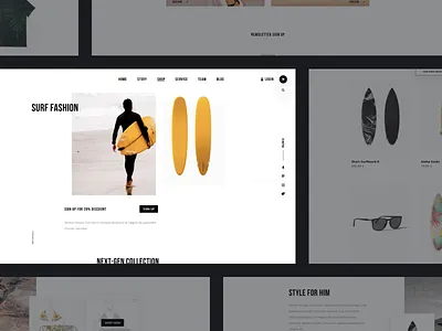 Surf Shop 🏄 Web Design :: Layout Exploration clean concept e commerce ecommerce interaction design portfolio product design shop shopping surf surfing ui ux design ux uxdesign webdesign