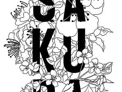 SAKURA branding flowers illustration linework sakura type vector