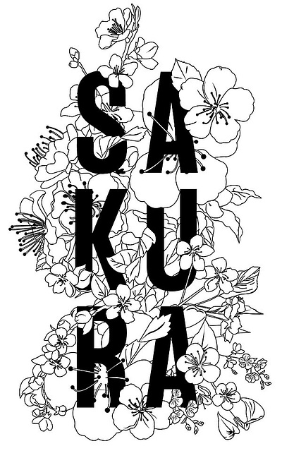 SAKURA branding flowers illustration linework sakura type vector