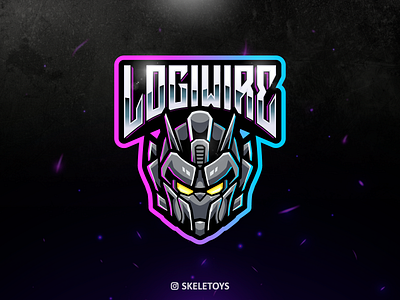 LOGIWIRE cartoon character esport esportlogo gundam illustration logo mascot mascot character retrowave robot robotic twitch logo vector