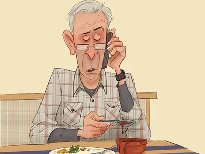 Lunch character design characters eating illustration
