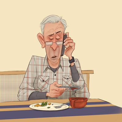 Lunch character design characters eating illustration