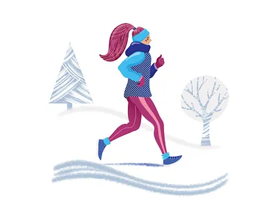 Run the Winter cartoon character flat girl illustration running sports vector vector illustration winter winter sports woman