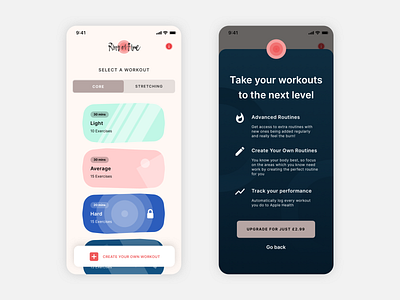 Workouts App app design exercise health minimal ui ux